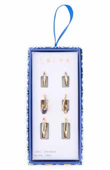 Leith Set of 3 Cubic Zirconia Wavy Huggie Hoop Earrings