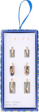 Leith Set of 3 Cubic Zirconia Wavy Huggie Hoop Earrings