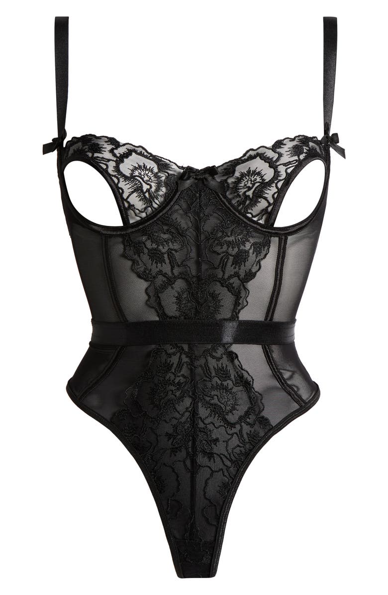 KILO BRAVA Cutout Underwire Teddy, Alternate, color, Black