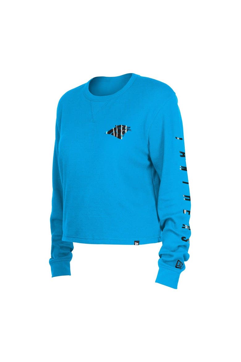 Women's New Era  Blue Carolina Panthers Thermal Crop Long Sleeve T-Shirt, Alternate, color, Blue