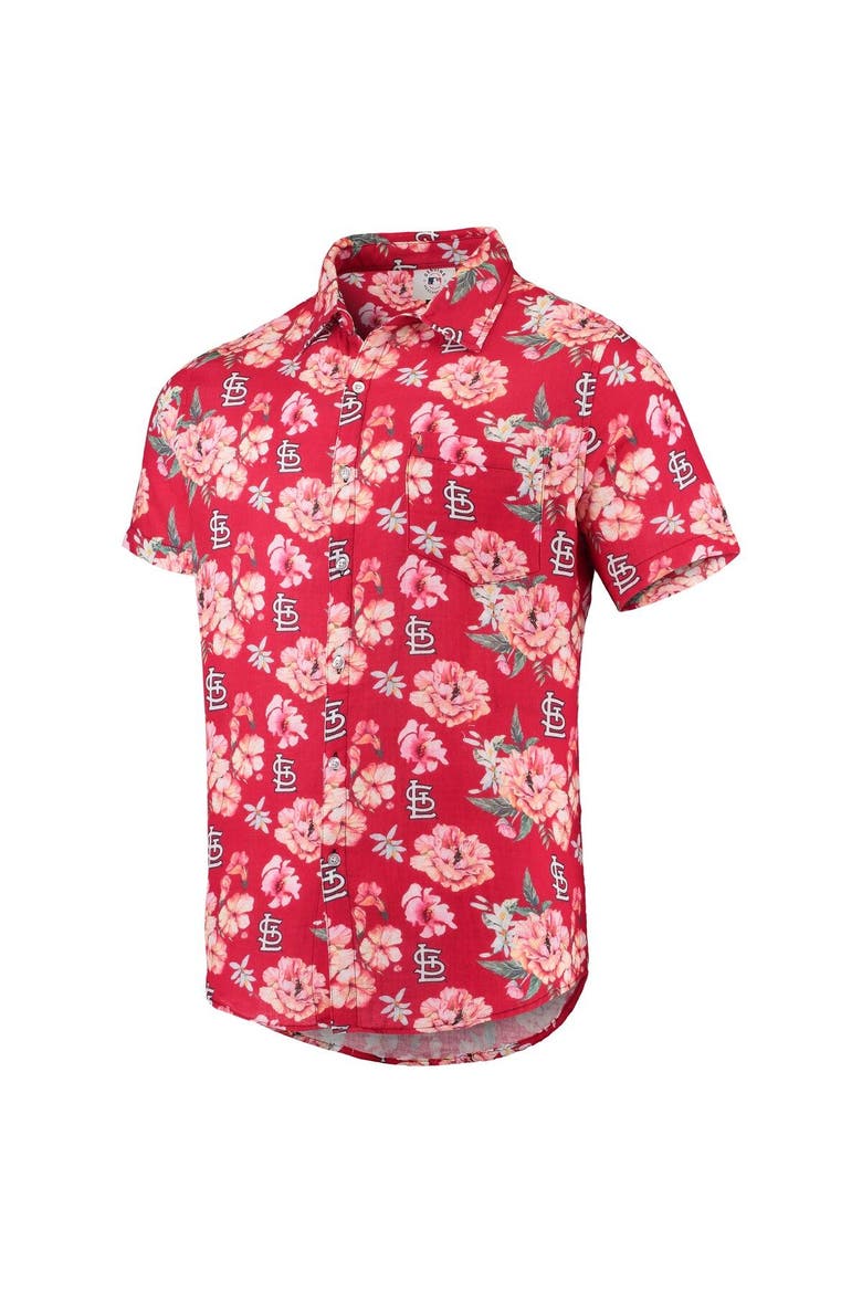 Men's FOCO Red St. Louis Cardinals Floral Linen Button-Up Shirt, Alternate, color, Red