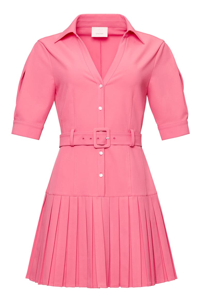 Moriah Pleated Belted Drop Waist Shirtdress, Alternate, color, SUNSET BLUSH