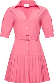 Cinq à Sept Moriah Pleated Belted Drop Waist Shirtdress