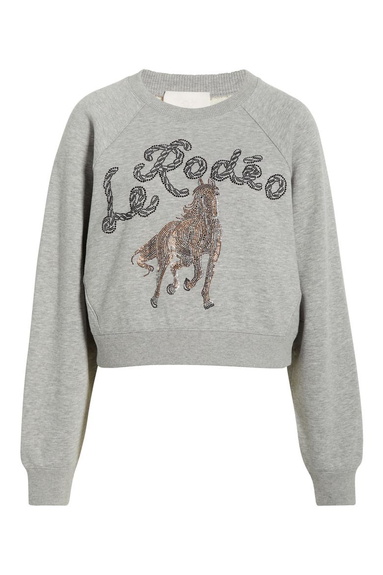 Jennifer Le Rodeo Beaded Cotton Blend Sweatshirt, Alternate, color, HEATHER GREY