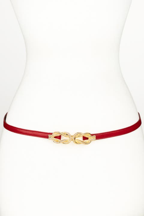 Gold Knot Buckle Leather Belt