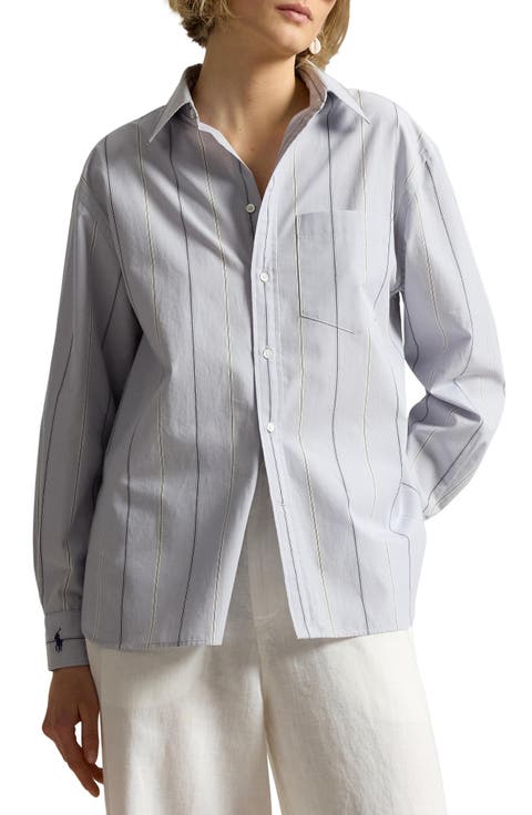 Oversize Stripe Button-Up Shirt