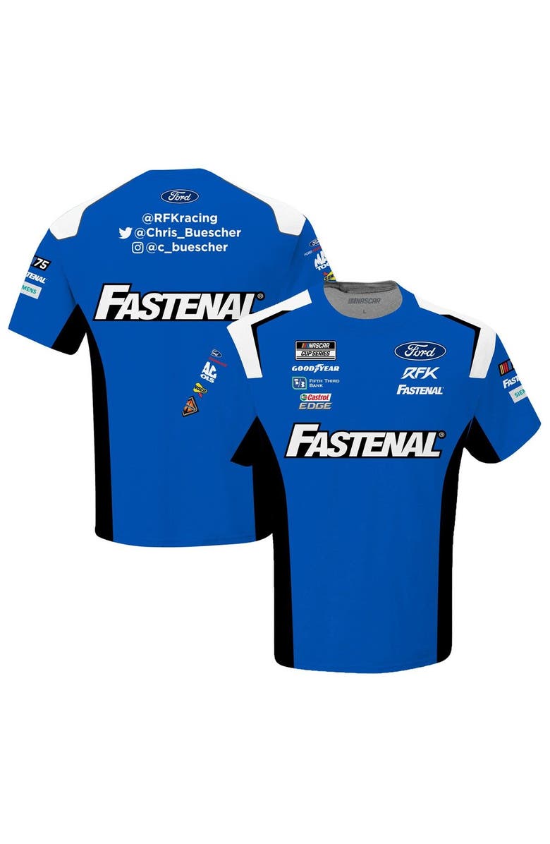 RFK Racing Men's RFK Racing Blue Chris Buescher Fastenal Sublimated Uniform T-Shirt, Main, color, 