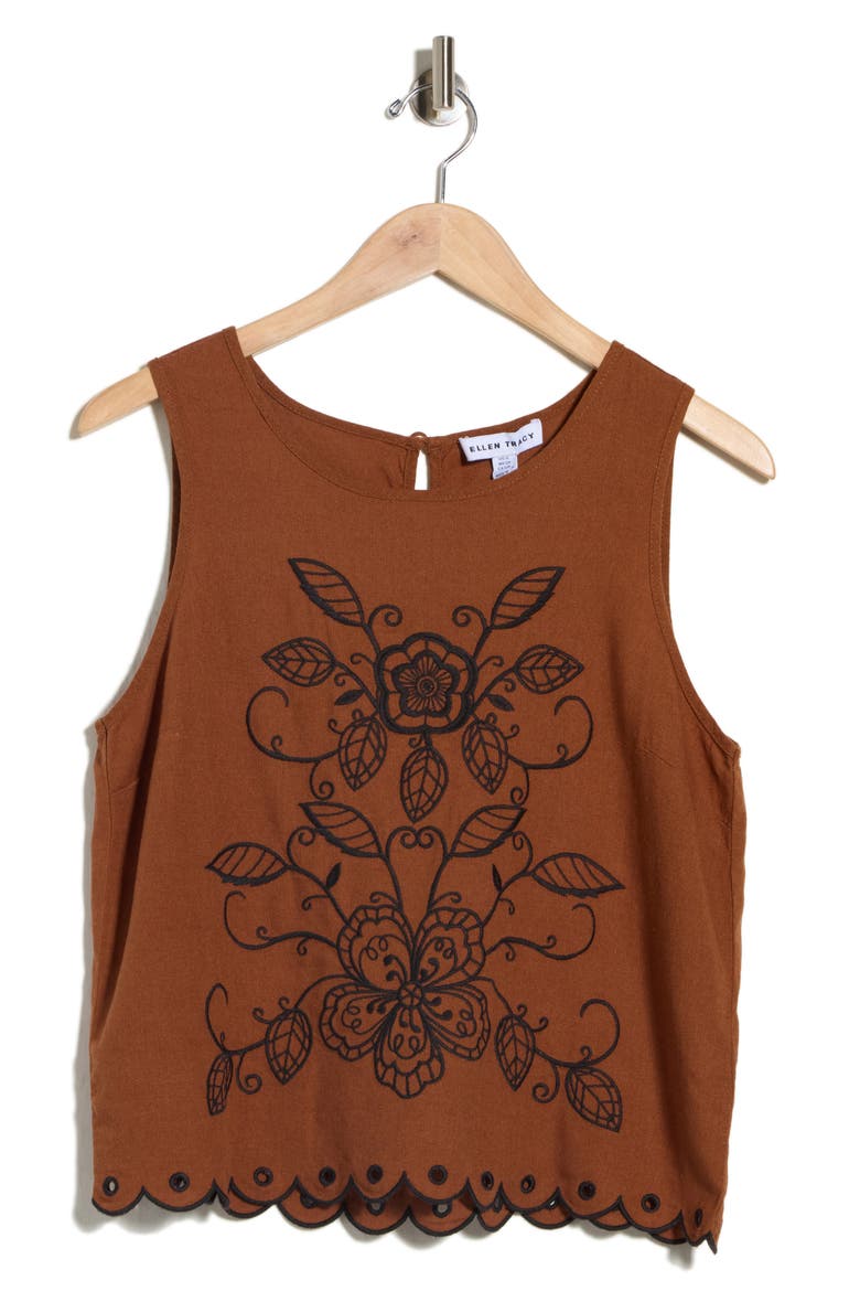 Embroidered Tank Top, Alternate, color, COPPER