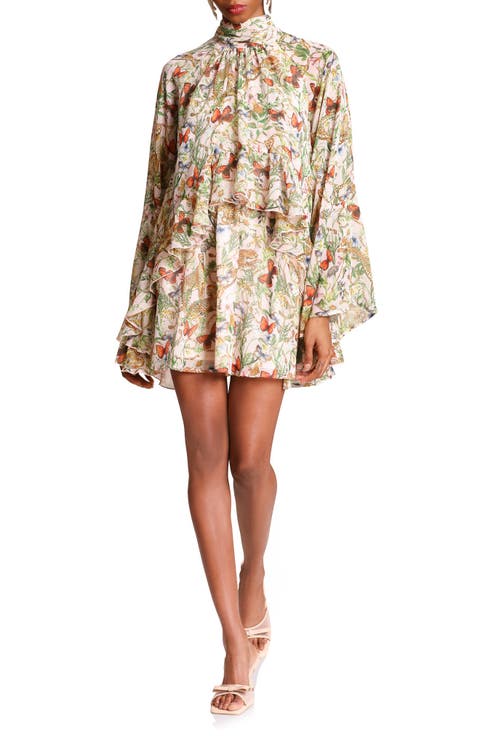 Mixed Print Long Sleeve Minidress