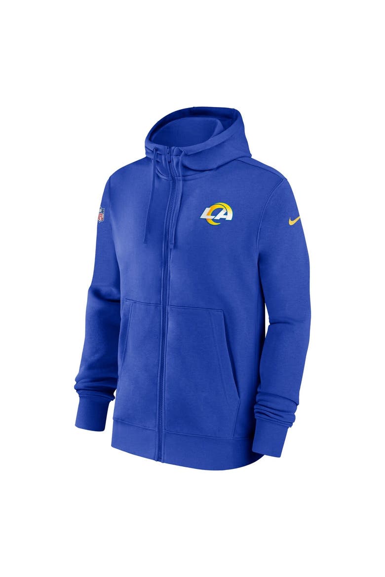Men's Nike Royal Los Angeles Rams Sideline Club Performance Full-Zip Hoodie, Alternate, color, Royal