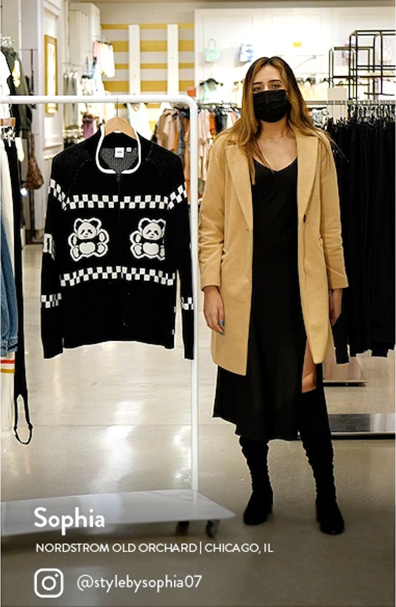 Double Knit Panda Graphic Zip Cardigan, sales video thumbnail