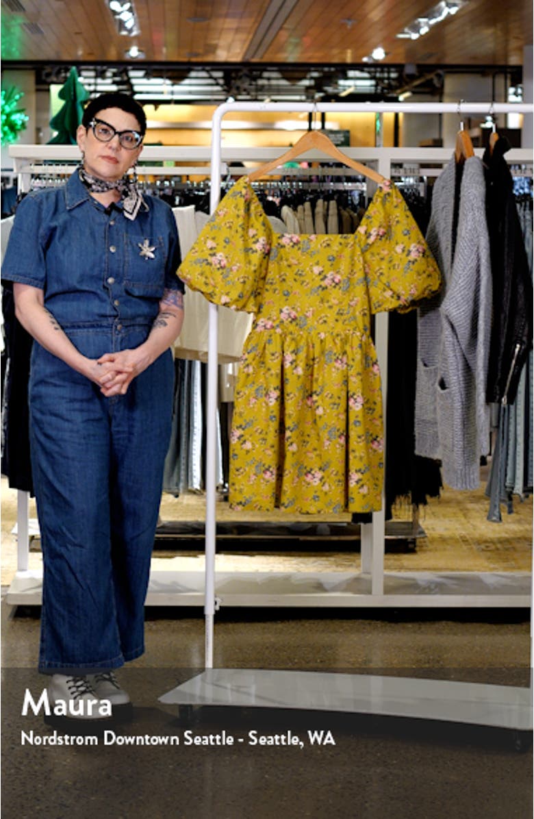 Floral Print Cutout Back Puff Sleeve Minidress, sales video thumbnail