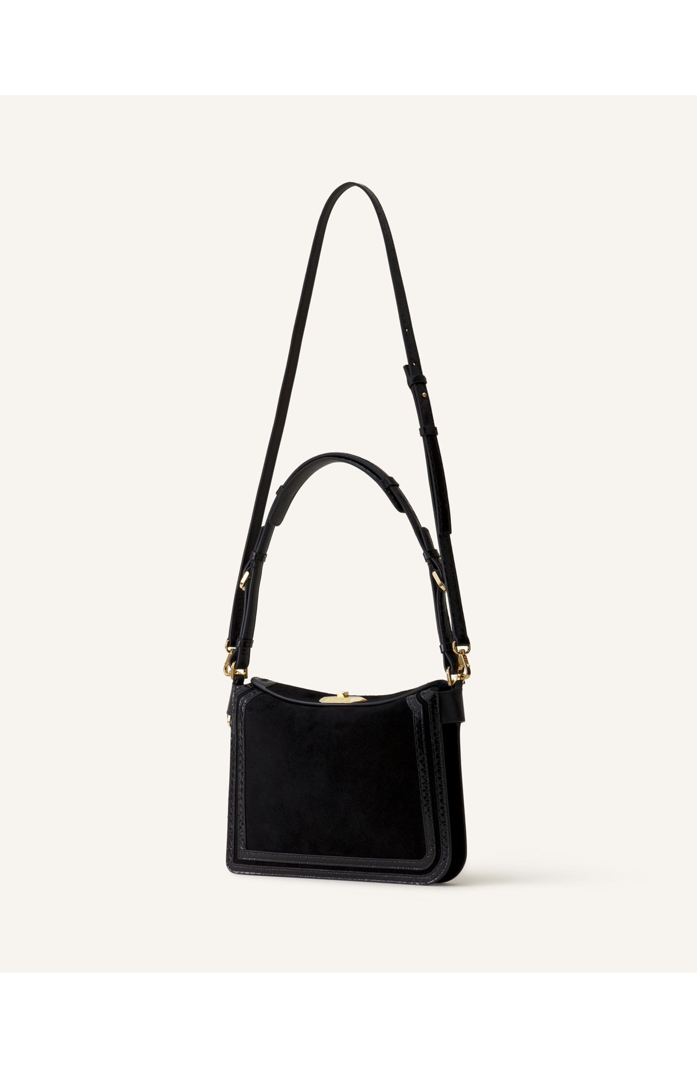 Lanvin Compagnon Small Asymmetrical Bag In Python Finishing, Alternate, color, Black/Black
