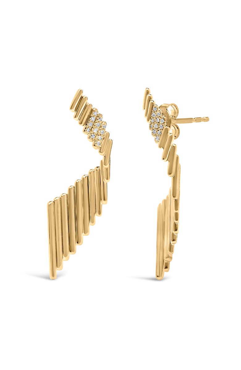 Haus of Brilliance 14K Yellow Gold Plated Silver Sculpted Diamond Accent Drop Earrings, Alternate, color, Yellow