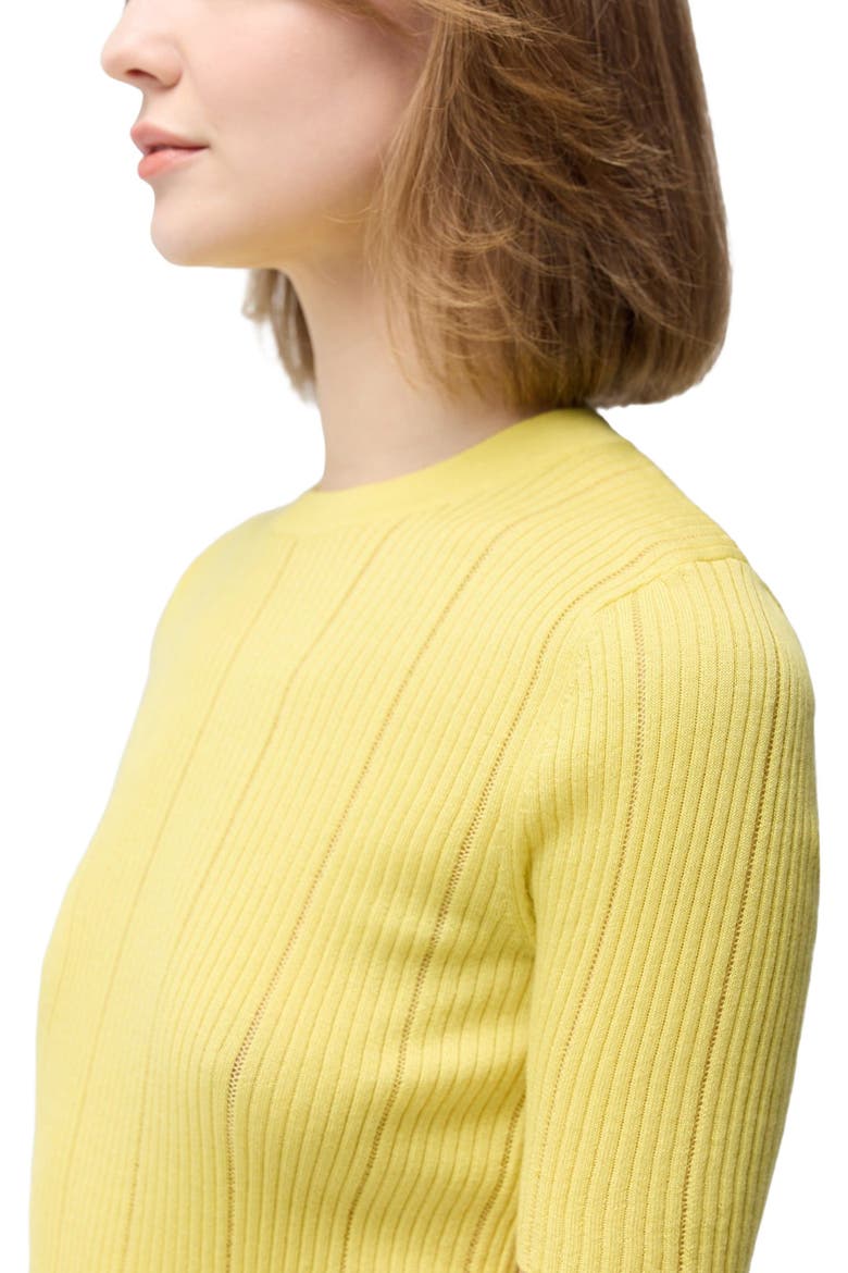 Ajour-Knit Cashmere Silk Top, Alternate, color, blazzing yellow