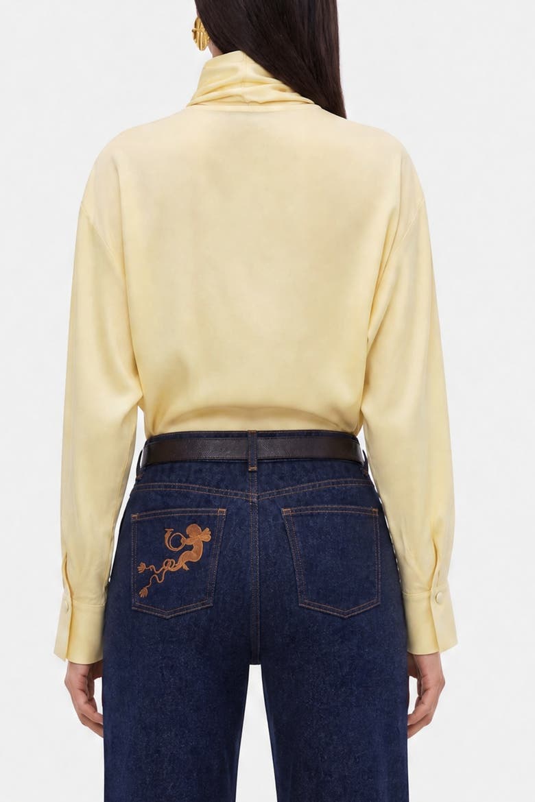 Button Front Shawl Collar Blouse, Alternate, color, Yellow
