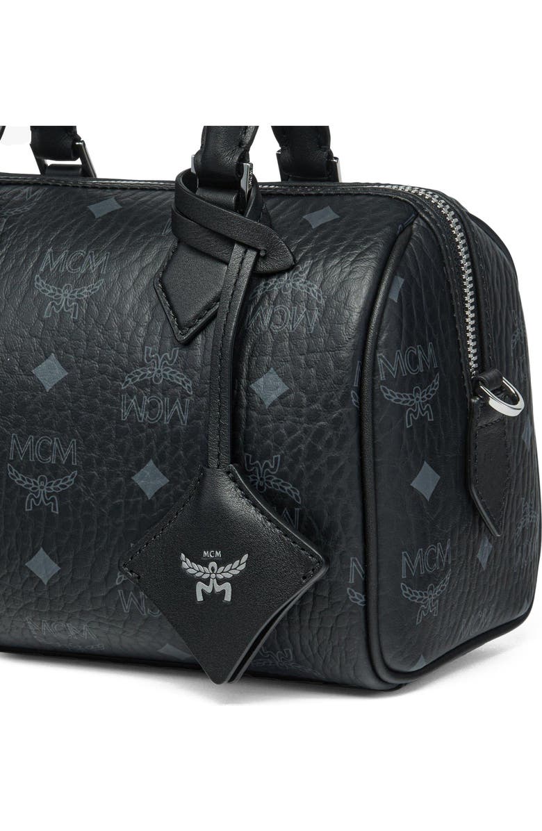 MCM Small Ella Boston Bag in Visetos, Alternate, color, Black