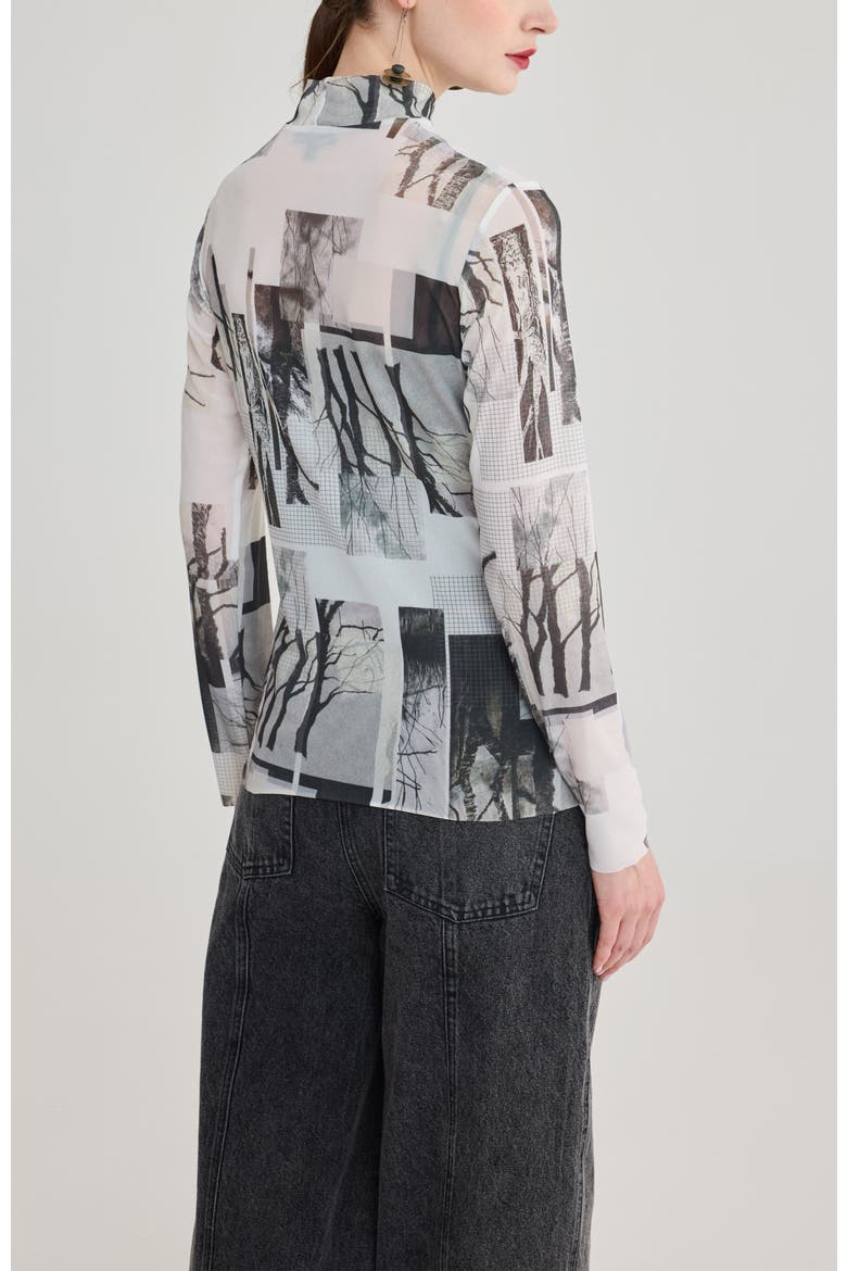 Sienna Printed Mockneck Top, Alternate, color, Black Print