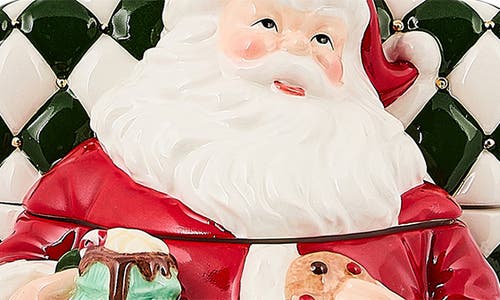 Mackenzie-childs Mackenzie Childs Check It Out Santa Cookie Jar In Multi