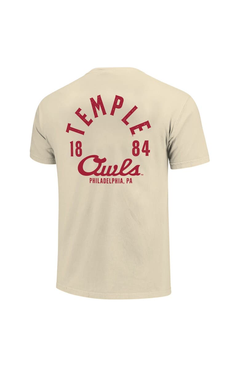 IMAGE ONE Men's Cream Temple Owls Comfort Colors Mascot Overlay T-Shirt, Alternate, color, 