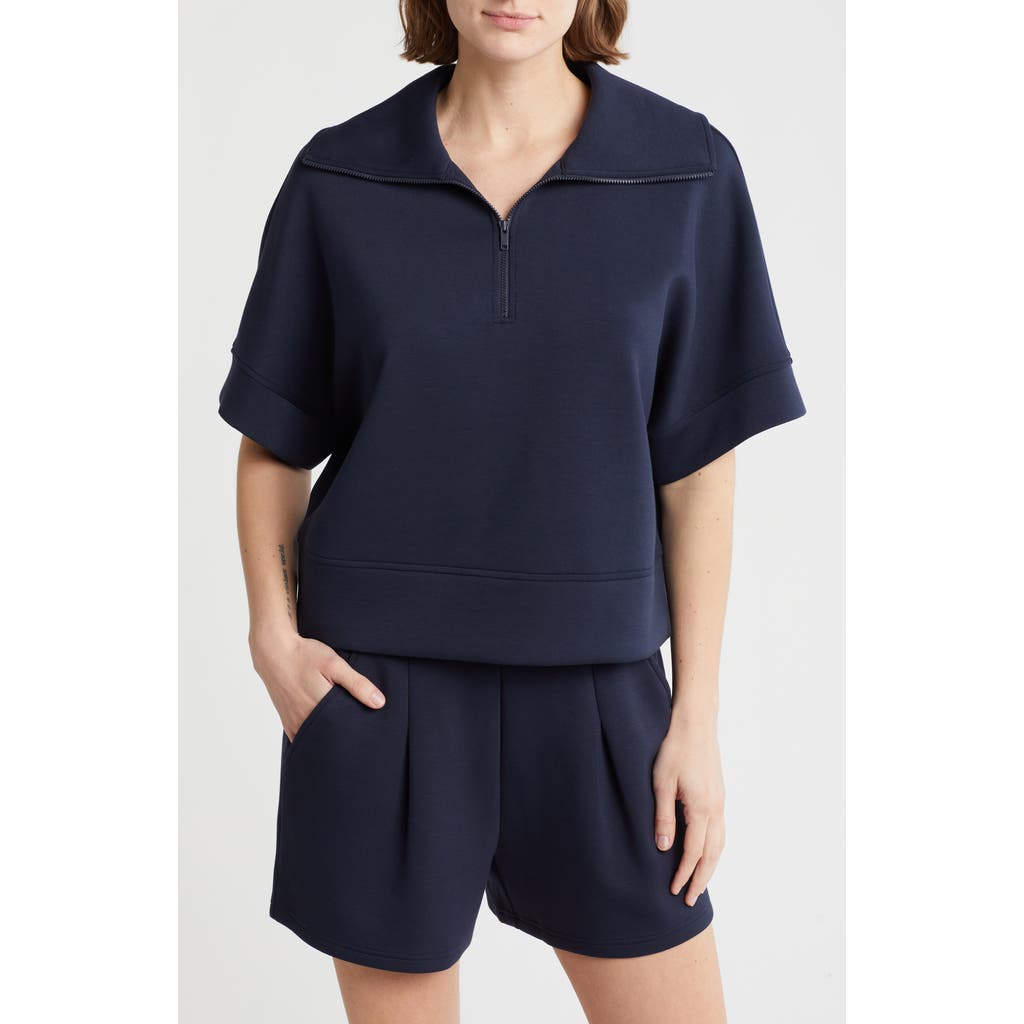 Z BY ZELLA Z BY ZELLA WHISPER QUARTER ZIP SCUBA KNIT TOP