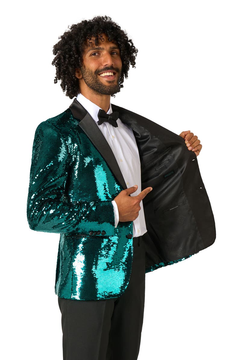 OppoSuits Terrific Teal Sequin Embellished Dinner Jacket, Alternate, color, Turquoise