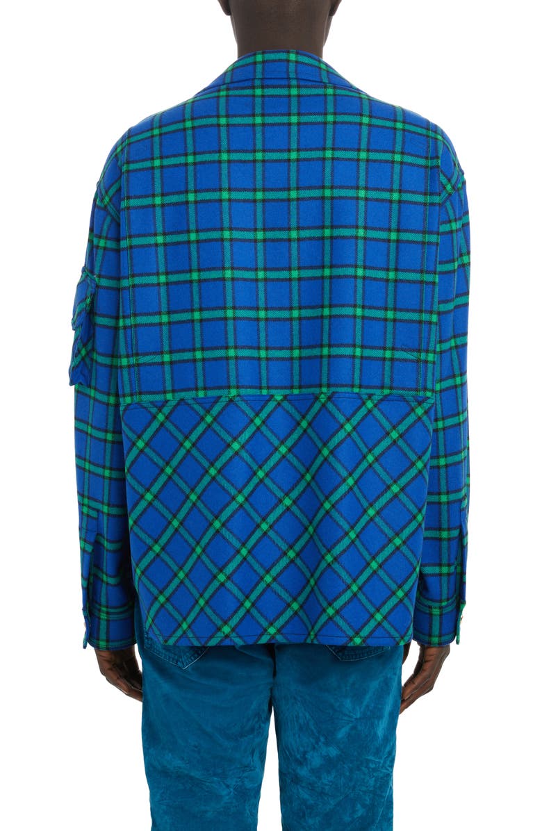 Versace Tartan Print Wool Blend Flannel Shirt Jacket, Alternate, color,