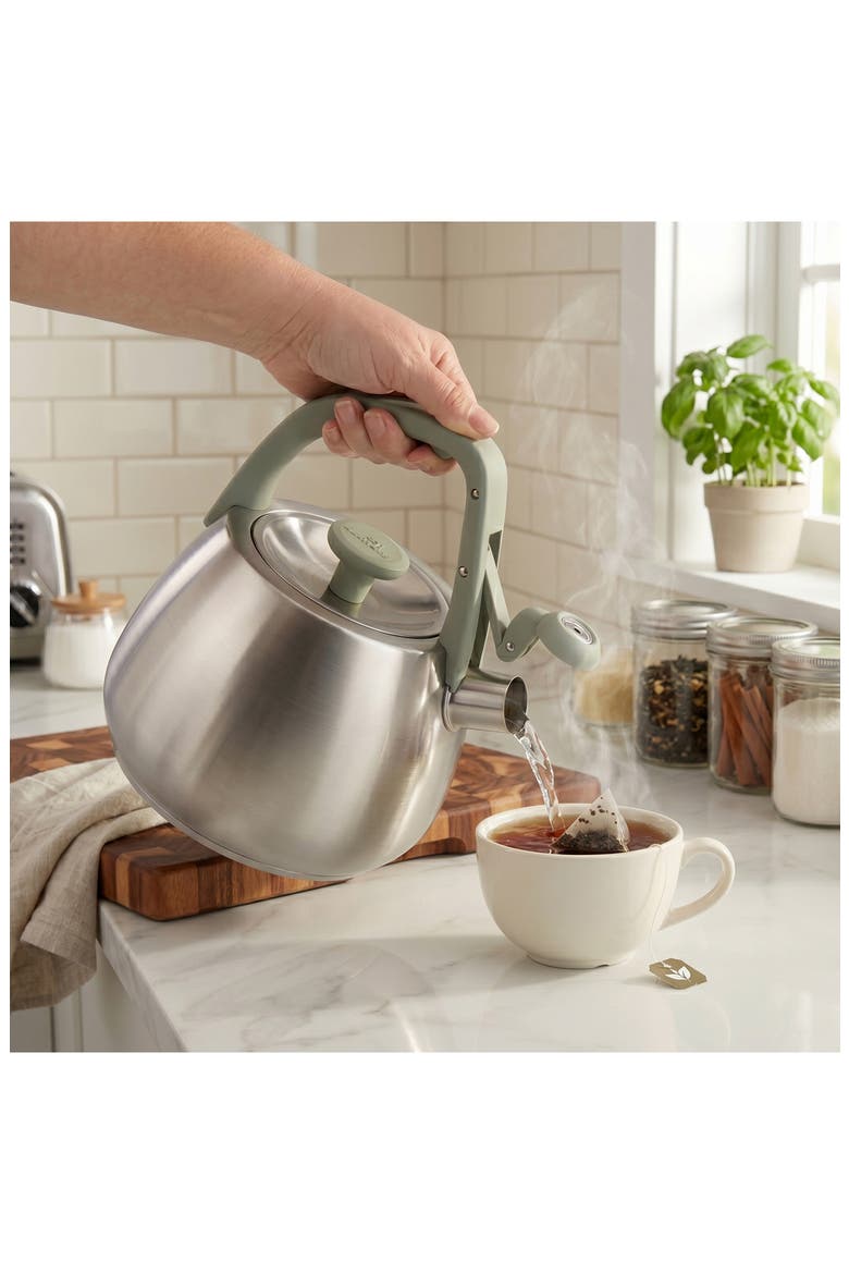 Leo 2.1-Quart Whistling Kettle, Alternate, color, SAGE