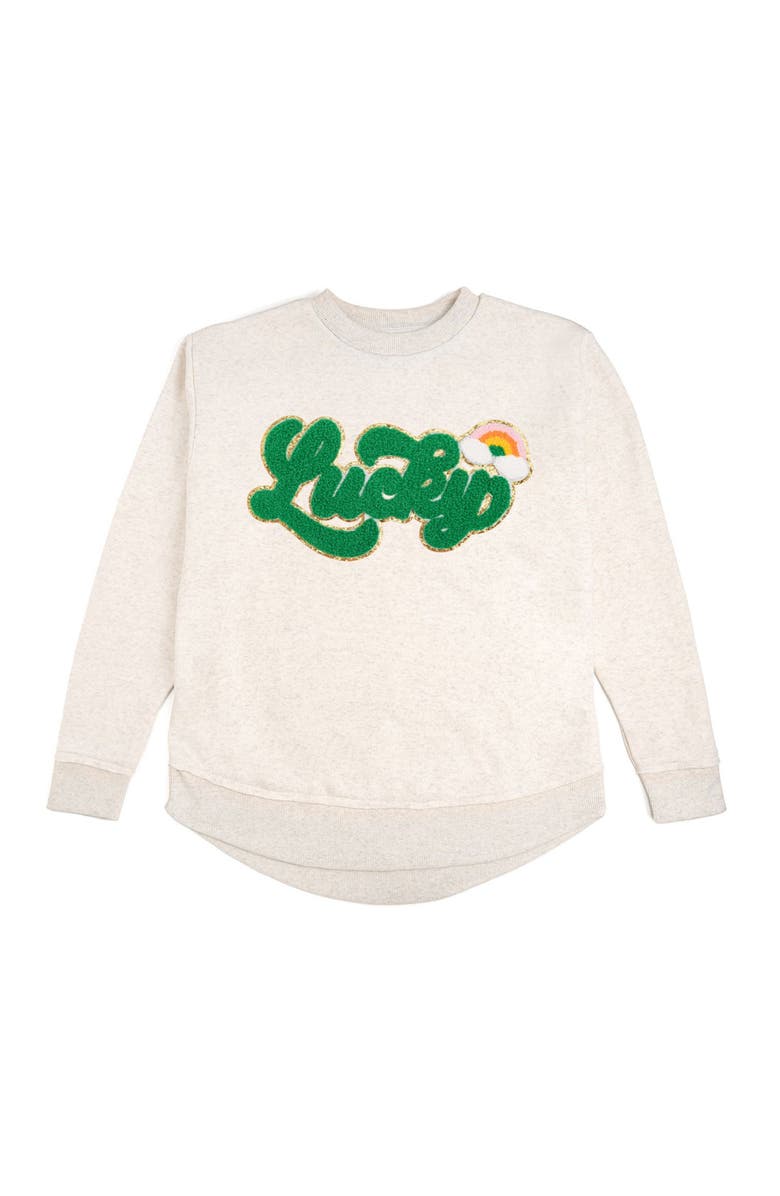 Sweet Wink Lucky Rainbow Patch St. Patrick's Day Adult Sweatshirt, Main, color, 