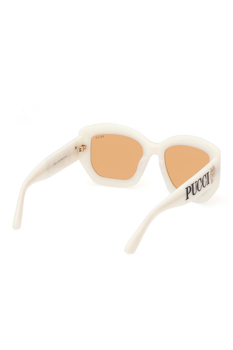 54mm Geometric Sunglasses, Alternate, color, IVORY/ GOLD / ORANGE LENSES