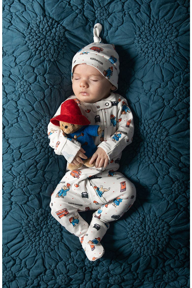 x Paddington Fitted One-Piece Organic Cotton Footie Pajamas, Alternate, color, LONDON PADDINGTON