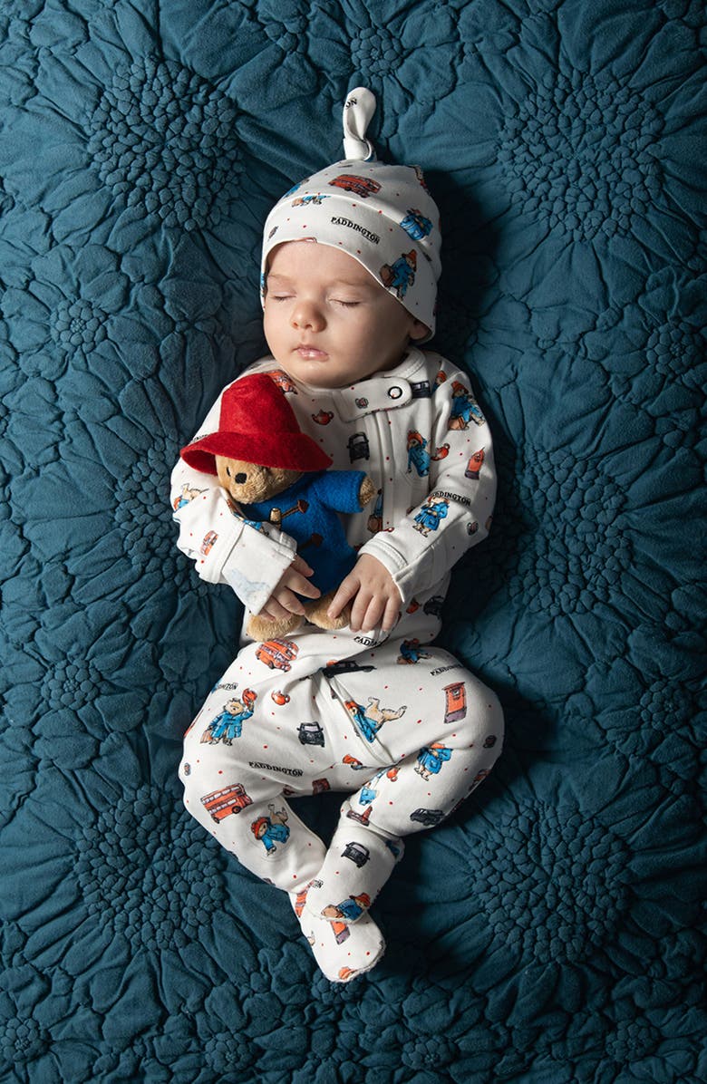 L'ovedbaby x Paddington Fitted One-Piece Organic Cotton Footie Pajamas, Alternate, color, London Paddington
