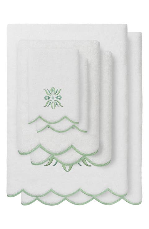 Flower Crest Scallop 6-Piece Bath Towel Set