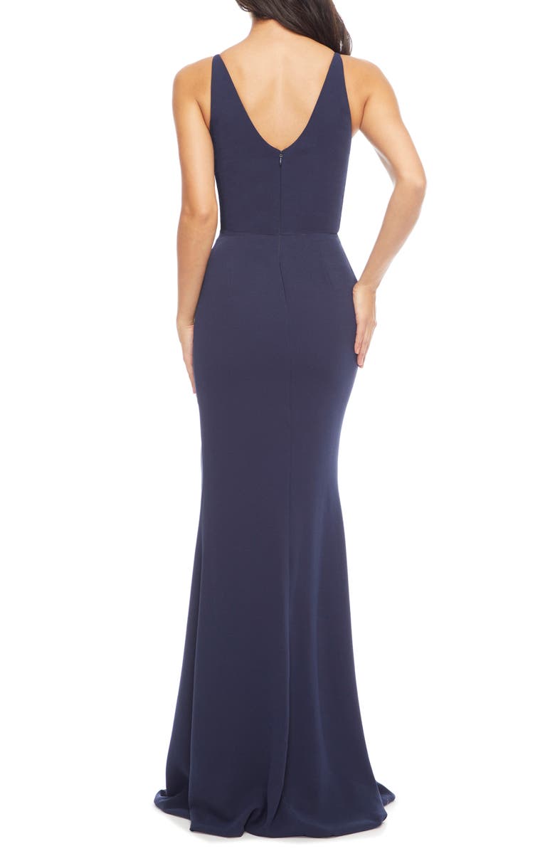 Dress the Population Jordan Ruched Side Slit Gown, Alternate, color, Navy