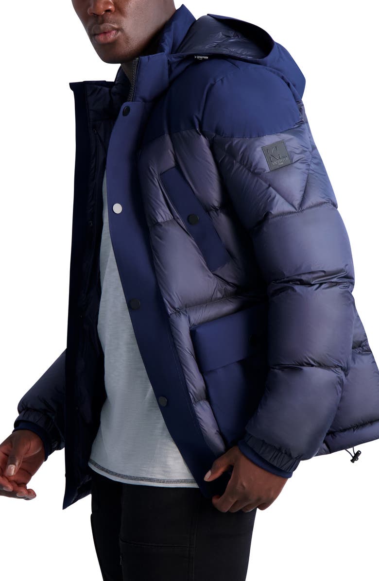 KARL LAGERFELD PARIS Quilted Coat, Alternate, color, Navy