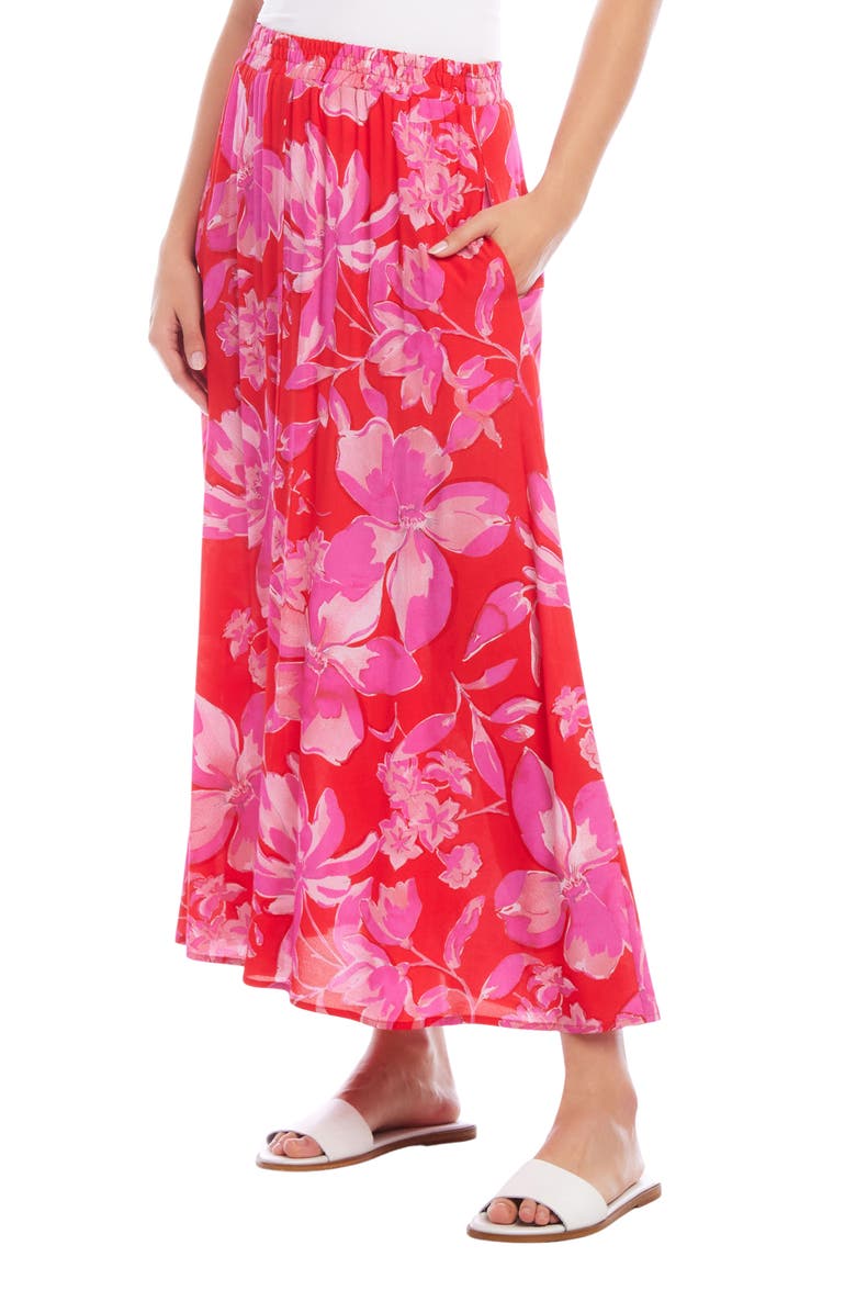 Karen Kane Floral Pleated Midi A-Line Skirt, Alternate, color, 