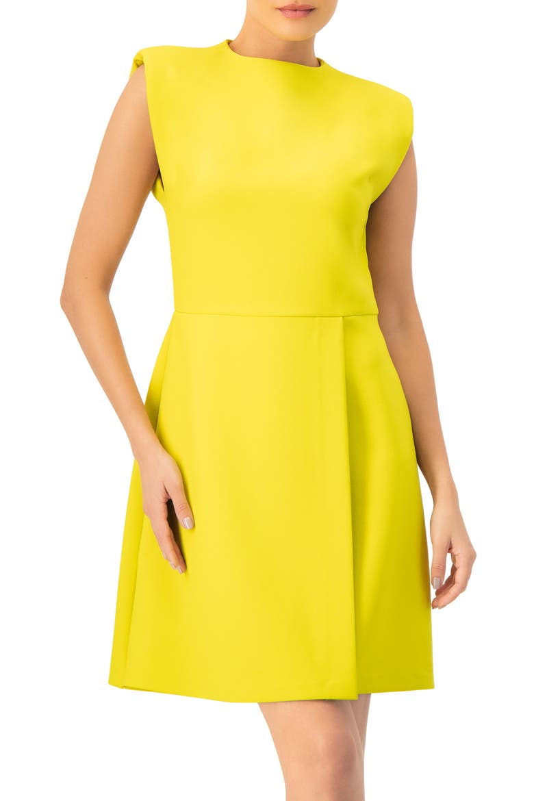Solid Tailored A-Line Sleeveless Short Dress, Main, color, Greenish Yellow