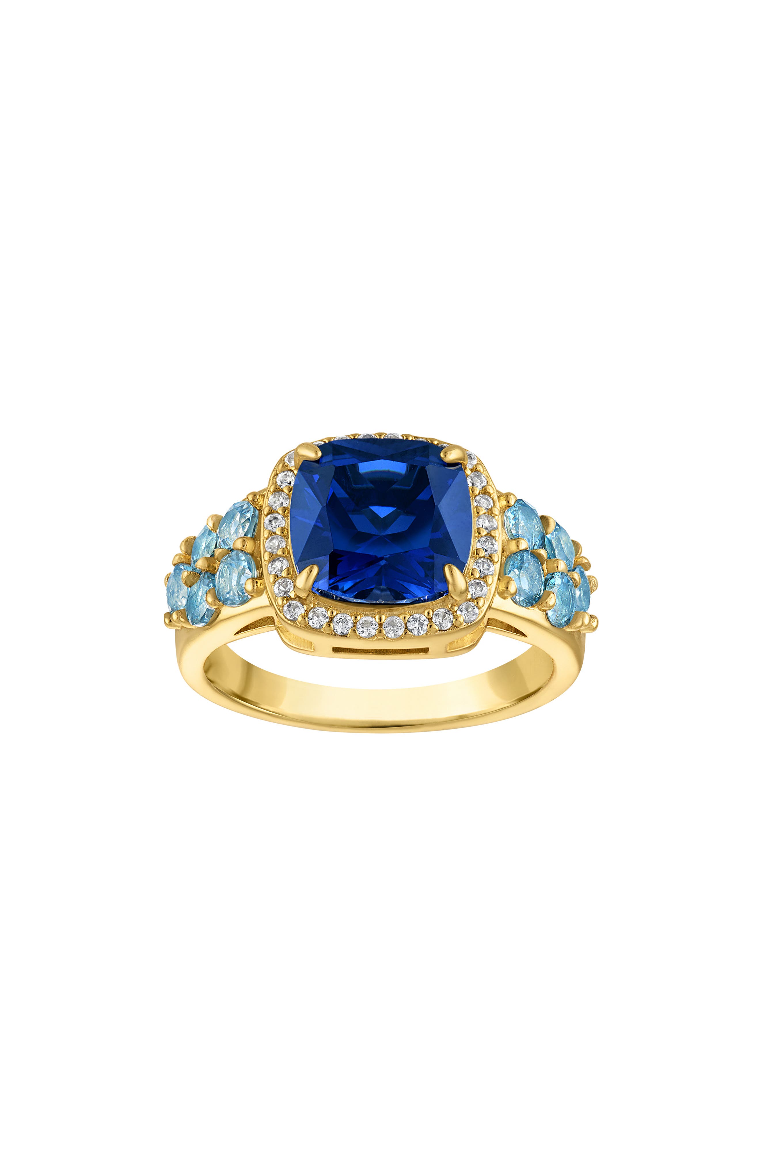 Cushion Cut Created Sapphire Halo Ring