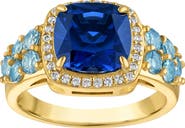 FZN Cushion Cut Created Sapphire Halo Ring