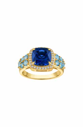 Cushion Cut Created Sapphire Halo Ring
