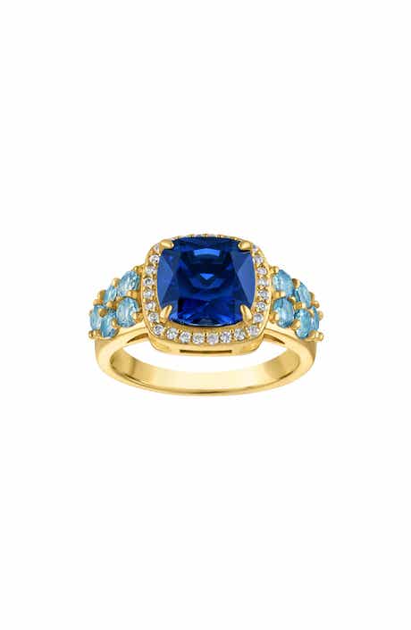 Cushion Cut Created Sapphire Halo Ring