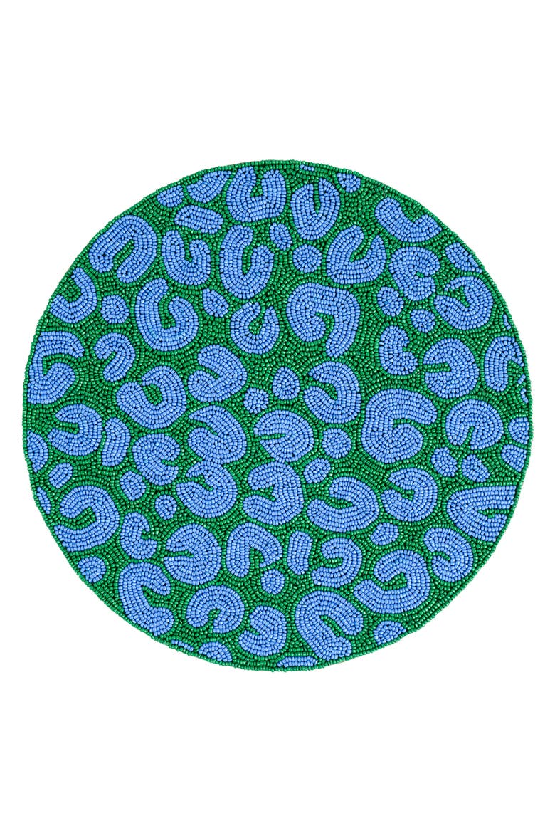 Dadri Beadded Placemat Animal 14 In, Main, color, Blue-Green