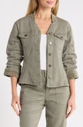 Democracy Ruched Sleeve Denim & Corduroy Jacket