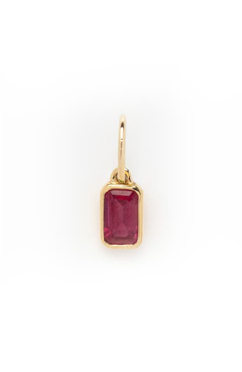 Solid 9K Gold & Baguette Cut Birthstone Charm