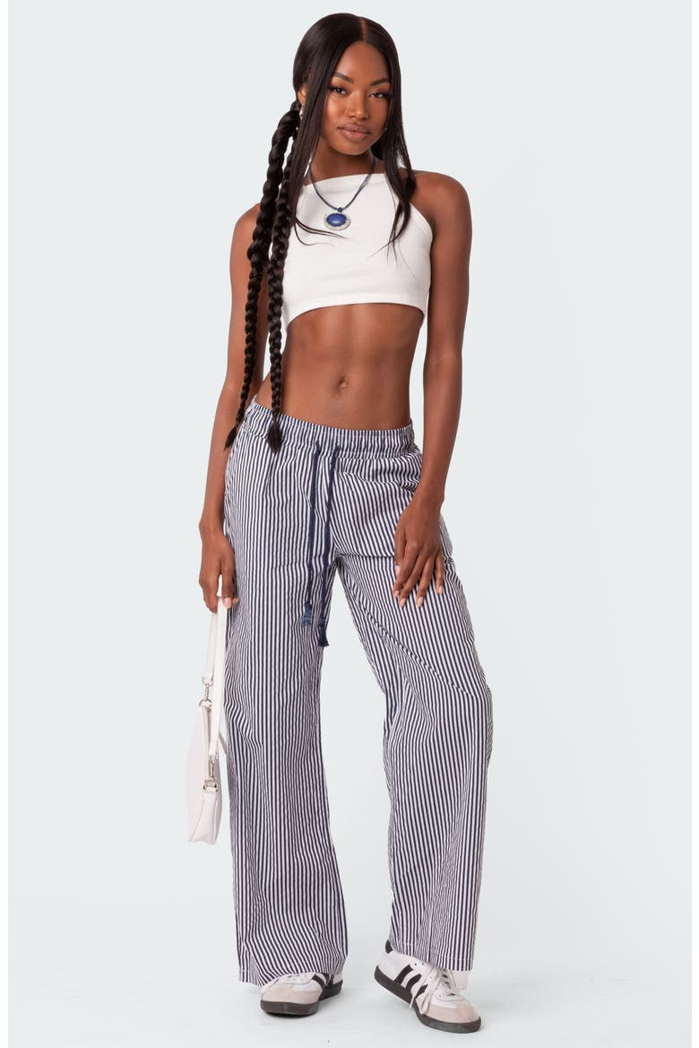 Seaside Stripe Wide Leg Drawstring Pants, Alternate, color, NAVY MIX
