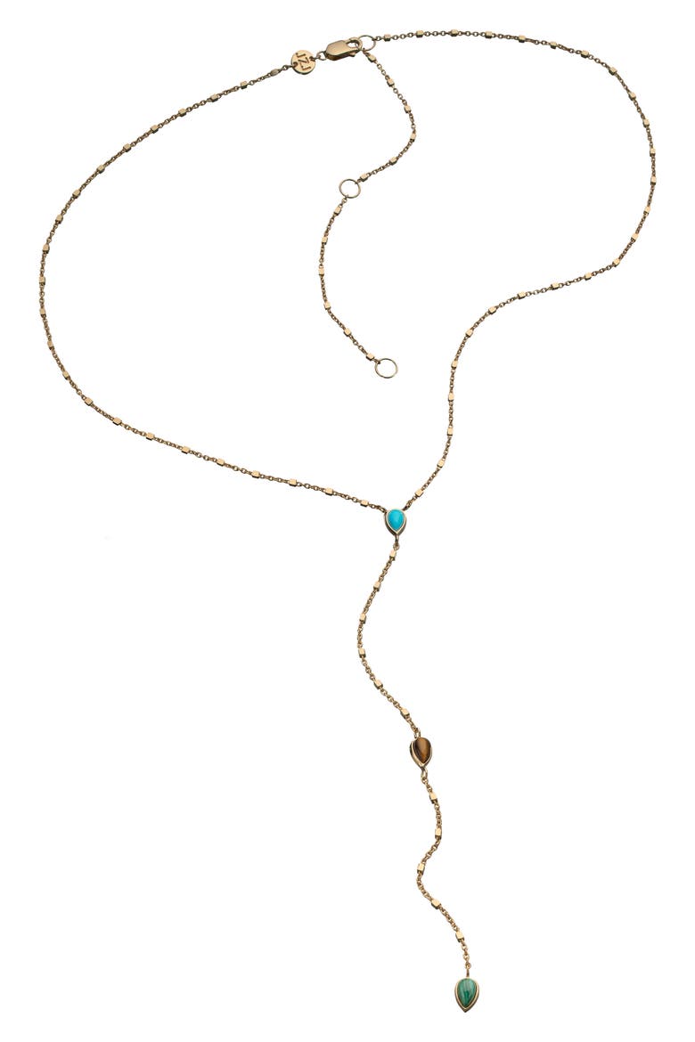Daphne 18k Gold Plate Lariat Necklace, Main, color, YELLOW GOLD