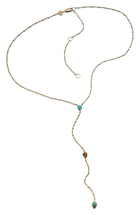 Daphne 18k Gold Plate Lariat Necklace