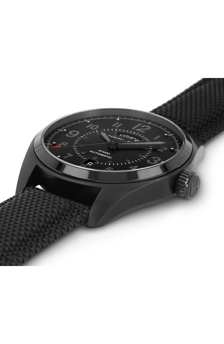 Hamilton Khaki Field Automatic Silicone Strap Watch, 42mm, Alternate, color,