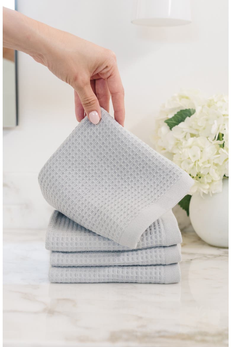 4-Pack Waffle Washcloths, Alternate, color, HARBOR MIST