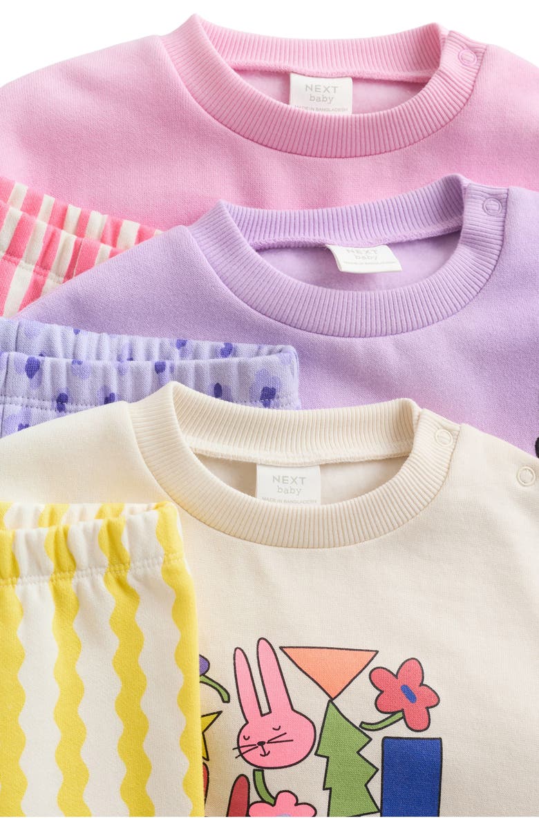 NEXT 6-Pack Assorted Sweatshirt & Leggings Set, Alternate, color, Pink/ Purple/ Yellow Multi